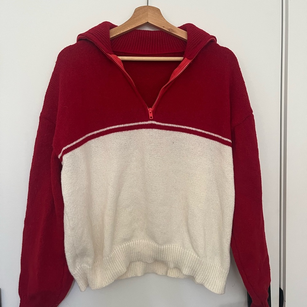 Red and White Women's Sweater